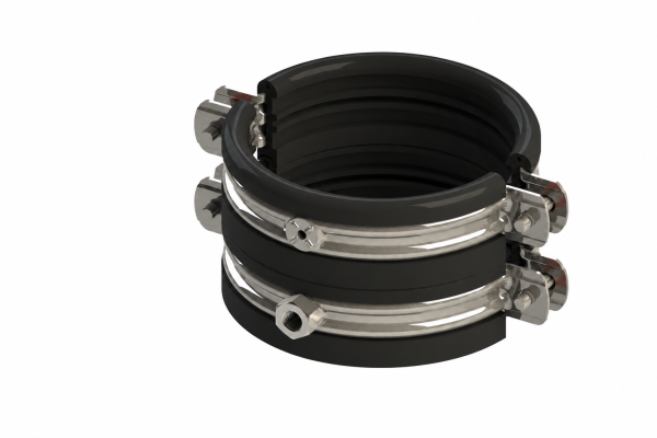 RUBBER-LINED PIPE CLAMP WITH NUT